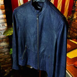 $2298 JOHN VARVATOS Burnished Purple Sheepskin Racer sz. 48